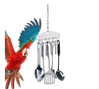 Juguete Chew Toy de masa de cuchara de pájaros - Entretenimiento de loros de acero inoxidable, Juguete de rótula. Puntas duraderas Juega para conuros, pinzones, cacatúas, periquitos, tortolitos y otro