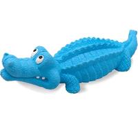 Juguete chirriante de cocodrilo azul para perros, masticable de goma natural resistente para razas grandes agresivas, limpieza de dientes y masaje de encías-KongWLing