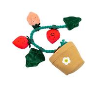 Juguete chirriante de fresa de peluche para perros, juguete interactivo para masticar, para esconderse y buscar, reducir el aburrimiento, para cachorros de dentición, limpieza de dientes para
