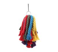 Juguete colgante para pájaros, color arcoíris, cuerda de algodón, juguete para masticar, para loros, jaula de pájaros mental, decoración colgante