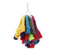 Juguete colgante para pájaros, cuerda de algodón de color arcoíris, masticar después de loros, estimulación mental, jaula de pájaros, decoración colgante, masticar pájaro