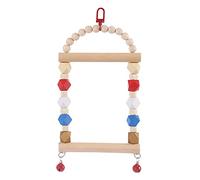 Juguete colgante para pájaros, percha de madera natural con cuentas de madera multicolor, campanas para pájaros pequeños, loros, perca de columpio