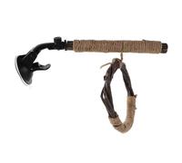 Juguete Columpio de Madera para Loros con Cuerda y Ventosa | Percha de Yute y Plástico, Rama Natural con Anilla, para Periquitos y Aves Pequeñas, Color Caqui