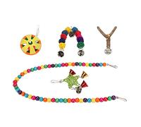 Juguete Columpio para Loros, Colores Vivos, Madera Natural, 1 Unidad - Estimula y Divierte a Loros Pequeños, Gira y Muerde con Campana, Fácil Montaje