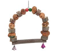 Juguete Columpio para Loros de Madera Natural, Madera de Manzano y Nogal, Resistente para Periquitos y Cacatúas - Seguro, Fácil de Colgar, Estimula el Instinto de Morder y Alivia (Ellos)