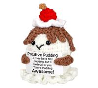 Juguete cómodo de ganchillo hecho a mano - Apoyo emocional, Pudín de felpa, Muñeca suave con mensaje motivacional, Lindo regalo Amigurumi / Regalo de aliento para amigas, niñas, graduación, enfermera,