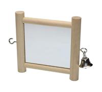 Juguete con Espejo para pájaros, Campana oscilante de Madera, de Jaula Reflectante Doble, Accesorio de Juego Colgante Duradero | Equipo Interactivo de estimulación aviar para Loros, cacatúas, p