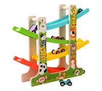 Juguete Con Rampa Para Coche - 11.81x10.24x2.76 Pulgadas Juguetes Con Rampa, Juguete De Rampas De Madera, Pistas De Carreras Habilidad Motorias Para Coches Juego De Vehículos Para Niños Más