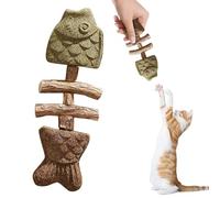 Juguete creativo de hueso de pescado para gatos, arregla la salud dental de tu gato, palo de limpieza de dientes de madera natural con hierba gatera y vid plateada, cuidado de dientes felinos duradero