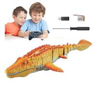 Juguete de Agua de Mosasaurus | Barco de Dinosaurio eléctrico RC con Spray de Agua | LED Light-Up Swimming Criatura | Reptil de simulación de Cola de Cola | Bath Pool Lake Toy Fun Fun