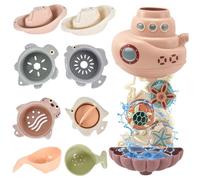 Juguete de Agua para Niños Niñas con Taza, Juguetes Baño Bebe, Juguetes Bañera con Ventosas, Juguete Baño 1 2 3 4 Año, Juego de Piscina Ducha Giratorio y Que Fluye, Regalo Juguete para Niños Niñas