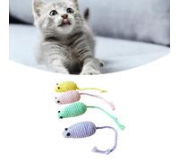 Juguete de Algodón para Gatos, Juguete Interactivo para Gatos, 4 Piezas, Cómoda Piedra Sonora Incorporada para el Hogar (Pequeño ratón)