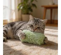 Juguete de almohada para gatos de 9.4 pulgadas, juguete masticable de hierba gatera de felpa suave, almohada interactiva de juego para gatitos, juguete cómodo para relajación y entretenimiento diario