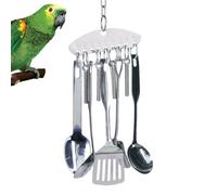 Juguete De Anillo De Cuchara De Acero Inoxidable - Juguete para Masticar Pájaros para Loros, Juguete De Cuchara para Loros con Anillo para Masticar | Juguete De Jaula para Acondicionamiento De Picos,