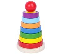 Juguete de apilador giratorio 4 x 6 pulgadas de madera arcoiris apilador geométrico ronda de pilas de pilas aprendiendo juguetes giratorios de educación temprana ensamblaje de rompecabezas para niñas