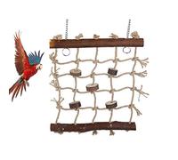 Juguete de ave escalera, escalera de madera Hamaca con 2 ganchos y cuerda tejida para loros, periquitos, periquitos, cacatúas, conures, guacamayos, tortolitos, pinzones