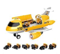 Juguete de avión XXL de 40 cm con vehículos de construcción - Función de expu...