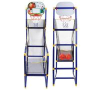 Juguete de baloncesto de arcade portátil para niños: mini máquina de juego de tiro al aire libre en interiores con red de aro y tablero, stand de ensamblaje de juego deportivo para diversión familiar,