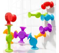 Juguete de baño con Ventosa BUNMO: Conecta, construye y CREA. Juguete de baño para niños pequeños. Juguete sensorial Estimulante. Juguete sin Boca para Mayores de 3 años. Texturizado, 10 Piezas.