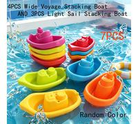 Juguete de baño para bebé, barco apilable , colores aleatorios, juguete de baño para bebés y niños pequeños, diversión apilable para con agua, juego educativo de barcos flotantes