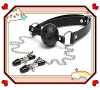 Juguete De Bola De Boca De Silicona Con Cadena De Acero Inoxidable, Regalo Para Hombre Mujer (negro) ̣ σ