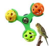 Juguete de bola de campana de molino de viento giratorio para loros, diversión interactiva, 10x10x4 cm, juguete giratorio para pájaros, rueda de actividades para loros, fomenta comportamientos natural