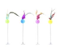 Juguete de Bola de Resorte con Plumas de Gato de Color Aleatorio con Ventosa, Juguete Interactivo for Gatos, Juguete for Gatos, Suministros for rascar Gatos(3)