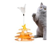 Juguete de bola para gatos, juguete para gatos de interior | Tocadiscos para mascotas de felicidad con juguete de plumas, pista interactiva de pelota de juguete para perseguir suministros para