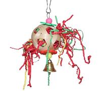 Juguete de bola trituradora para pájaros, juguete de búsqueda para loros, juguetes coloridos para masticar pájaros con campana para loros pequeños, periquitos, conures, cacatúas, pájaros del amor