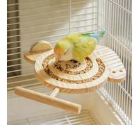 Juguete de búsqueda de comida para pájaros con percha, comedero para pájaros, periquitos interactivos, juguete para jaulas de pájaros, accesorios para loros pequeños y medianos 16,5 x 14 cm