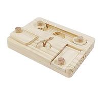 Juguete de búsqueda de interacción alimentador de alimentos, juego de rompecabezas para mascotas pequeñas, hámsteres, tabla de entrenamiento, de madera, dispensador de golosinas de madera