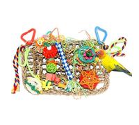 Juguete de búsqueda de pájaros, tapete de escalada tejido de hierba, juguete para triturar loros, para estimular la actividad mental y fomentar el comportamiento lúdico en periquitos, cacatúas,