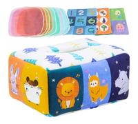 Juguete de Caja de Tejido para bebés, Juguetes sensoriales de Seda con temática educativa con temática Animal con Bufandas de Seda de 8 Piezas y 3pcs, Juguete de Tela de Tela de Peluche Suave para ni
