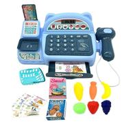 Juguete de caja registradora con calculadora - Juguetes de registro de habilidades matemáticas tempranas, juguete de caja registradora | Caja registradora interactiva para juegos de rol con luz y soni