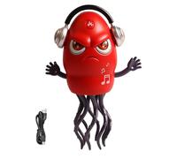 Juguete de calamar de baile: juguete que se arrastra para bebé, pulpo recargable con luces y música, reproducción de obstáculos inteligentes para niños, juego de barriga, cumpleaños, Navidad, 8.07x4.9