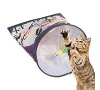 Juguete de cama tipo túnel para gatos, tubo de túnel para juegos de mascotas,Tubo de juego con patrón de Halloween con pelota | Juguetes plegables para gatos de Halloween, túneles de juego de activida