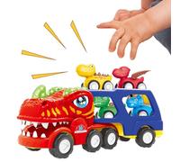 Juguete De Camión Dinosaurio | Tynosaurus Gran Camión Eléctrico con 4 Coches de Retroceso,Juego De Portador De Figuras De Dinosaurios | para Niños y Niñas de Preescolar y Kindergarten, Familia y