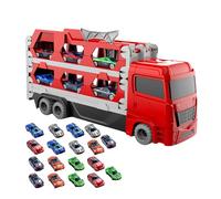 Juguete de Camión Portacoches - Vehículo de Transporte con 18 Coches Pequeños | Juguetes de Camión con Pista Plegable | para Interior, Exterior, Viajes, Navidad y Cumpleaños