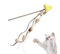 Juguete de caña de gato | Juguete interactivo comida para gatito, caña interactiva para gato con campanilla y flequillo para búsqueda y caza en interiores y exteriores