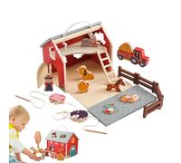 Juguete de clasificación Montessoori - Pila de aprendizaje 19 x 17 x 13 cm, juego de granja de madera, escena interactiva de juego con animales campesinos | Kit de educación temprana inmersiva para