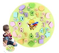 Juguete de clasificador de formas de números de madera, reloj de aprendizaje para - Colorido juego matemático juguete | Actividades de aprendizaje preescolar, laberinto educativo de colores y