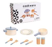 Juguete de cocina de madera - Juego | Hornear al Boi - Juego de sartenes y sartenes para hacer sonar jugando con 700 G de madera maciza para estimular la imaginación, la coordinación de los ojos-