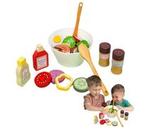 Juguete de cocina para ensalada - Conjunto de madera para frutas y verduras, comida educativa | Conjunto de para, Aprendizaje de hábitos alimentarios saludables, actividad de cocina int
