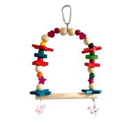 Juguete de columpio de madera natural con bloques de cuentas para masticar para actividades de jaula, plataforma de ejercicio duradera para colgar periquitos, cacatúas, periquitos, guacamayos