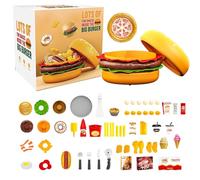Juguete de comida | Juegos de Comida para Juego de Imitación | Gran Hamburguesa Imitación Juguete Educativo de Despertar Sensorial para Cumpleaños