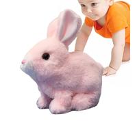 Juguete de conejito saltador: figura de conejo de peluche eléctrica, muñeca interactiva de tacto suave, función de orejas moviéndose animadas con mecanismo de movimiento incorporado | Entretenido comp