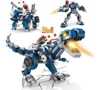 Juguete de construcción de dinosaurio transformable STEM 3 en 1, bloques de construcción para niños y niñas, 8-14 bloques de sujeción Ideas dinosaurios (811 piezas)