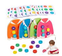 Juguete de cordones de madera - Tarjetas de coser para que aprendan las habilidades básicas, tarjetas de cordones, Aprender a atar ropa para mejorar sus capacidades prácticas, ejercitar