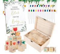 Juguete De Creación De Recuerdos - Kit De Actividades Para Fiesta Prenatal, Diseño Interactivo Del Juego De Bloques De Madera, Formación Creativa Personalizada Detallada, Arreglo Expresivo Para