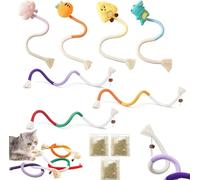 Juguete de cuerda masticable de hierba gatera para gatos, juguete de limpieza de dientes de algodón seguro y natural para gatos de interior, 25.59 pulgadas de largo, juguetes interactivos para gatitos